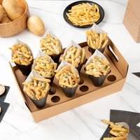 Boîtes à frites en forme de cône jetables personnalisées biodégradables, boîtes à churros espagnoles, emballages à emporter pour la restauration rapide, boîte à frites en papier