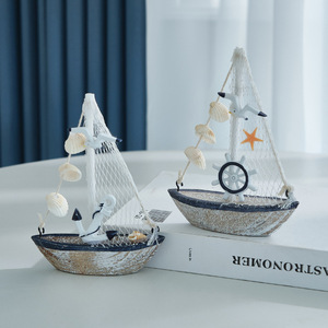 โมเดลเรือใบเมดิเตอร์เรเนียนขนาดเล็ก ทำจากไม้ งานแฮนด์เมด สำหรับตกแต่งบ้านและโต๊ะทำงาน - Product Image 2