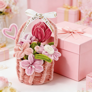 Panier de jouets DIY en élastiques à modeler, motif <span class=keywords><strong>tulipe</strong></span> effet toucher réel, pour décoration maison et fêtes, vente en gros - Product Image 1