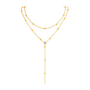 New Fashion Multilayer Stacked Collar bone Halskette Runde Perle Lange Fransen Gold Y Kette Damen Halsketten - Product Image 6