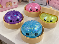 Jouets anti-stress 2026 : Jouets Squishy en forme de boulette et de pain, Jouets Bao Dumplings en forme de pain vapeur avec visage souriant, Jouets alimentaires anti-stress avec kit de cuisson vapeur