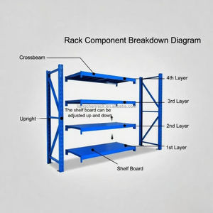 Étagères de stockage industrielles robustes, rayonnages réglables avec revêtement époxy, antirouille, pour la logistique d'usine, le garage à domicile - Product Image 4
