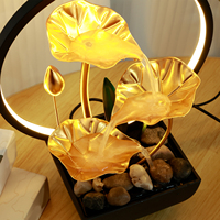 Fontaine d'eau USB, fontaine de relaxation de bureau avec cascade, pierres naturelles, éclairage LED annulaire, décoration de la maison, lampe de table