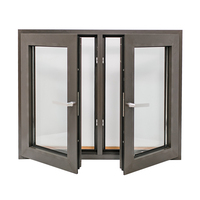 Ventanas Abatibles Modernas de Aluminio Color Marrón con Rejilla para Casa
