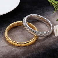 Bracelet extensible Tubogas haut de gamme en acier inoxydable plaqué or 18 carats pour femme, coloris or, argent, noir, inaltérable, Collier Acier Ganku