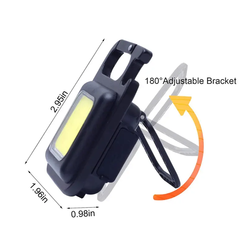 500 Lumens Portable Rechargeable Mini USB Pocket COB Keychain Work Light Flashlights with Magnet for Outdoors Night Walking