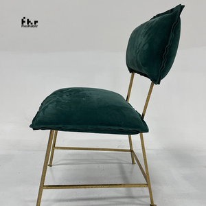 Silla de Comedor Moderna de Terciopelo Verde Oscuro con Estructura de Metal Dorado, Cojín Extraíble, Silla Tapizada para Restaurante y Hotel - Product Image 3