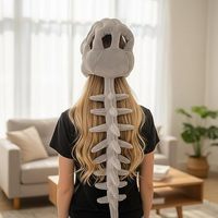 Costume de tête de dinosaure en peluche, accessoire de performance, poupée exosquelette de dinosaure amusante