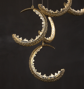 Lustre personnalisé en cuivre <span class=keywords><strong>croissant</strong></span> de ménisque salon de luxe escalier <span class=keywords><strong>croissant</strong></span> de <span class=keywords><strong>lune</strong></span> suspension LED - Product Image 5