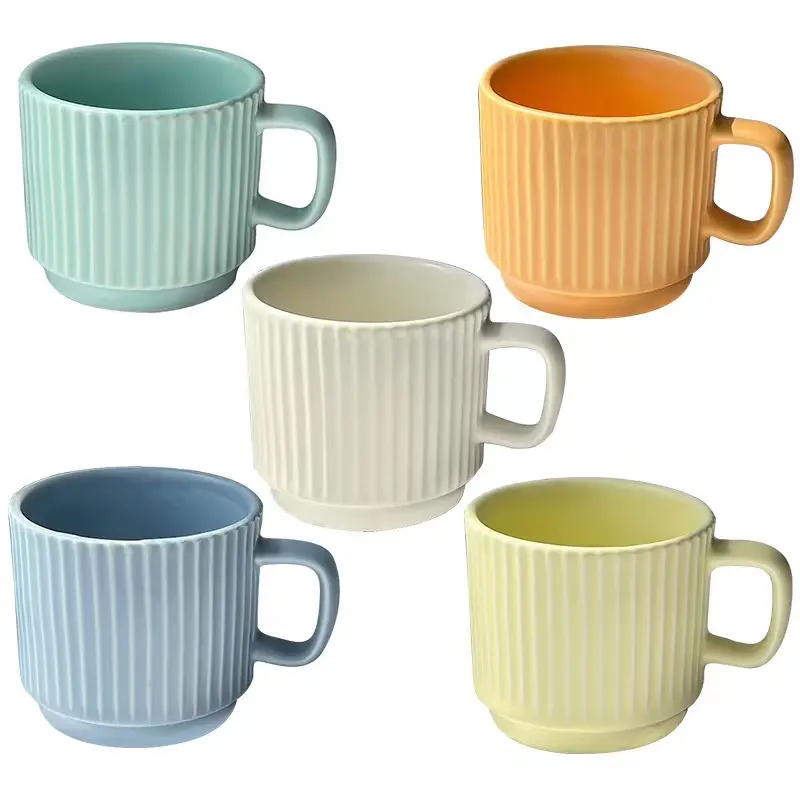 Copos de cerâmica estilo minimalismo, copo de chá de porcelana empilhável, copo simples para presente, 250ml