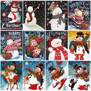 Kit Pittura Fai da Te Albero di Natale e Pupazzo di Neve, Pittura Acrilica Impermeabile su Tela, Facile da Dipingere, Kit Pittura per Albero di Natale con Numeri, Decorazione Casa - Product Image 3