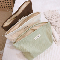 Pochette de toilette en velours côtelé avec logo personnalisé, couleur bonbon, en tissu peluche, fermeture éclair, sac à cosmétiques