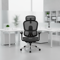 Chaise de bureau ergonomique de luxe entièrement en maille, dossier haut, avec support lombaire réglable, pivotante, conforme à la norme BIFMA