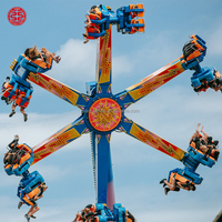 Atracción de Parque de Atracciones para Adultos: Juego de Columpio Péndulo Giratorio Grande de 360 Grados, Emocionante, con Diseño de Frisbee y Martillo, Estilo Happy Hot Wheels