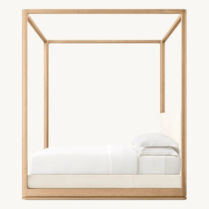 1-современный бежевый льняной каркас изголовья кровати из массива дерева для гостиной или квартиры деревянных кроватей ручной работы - Product Image 5