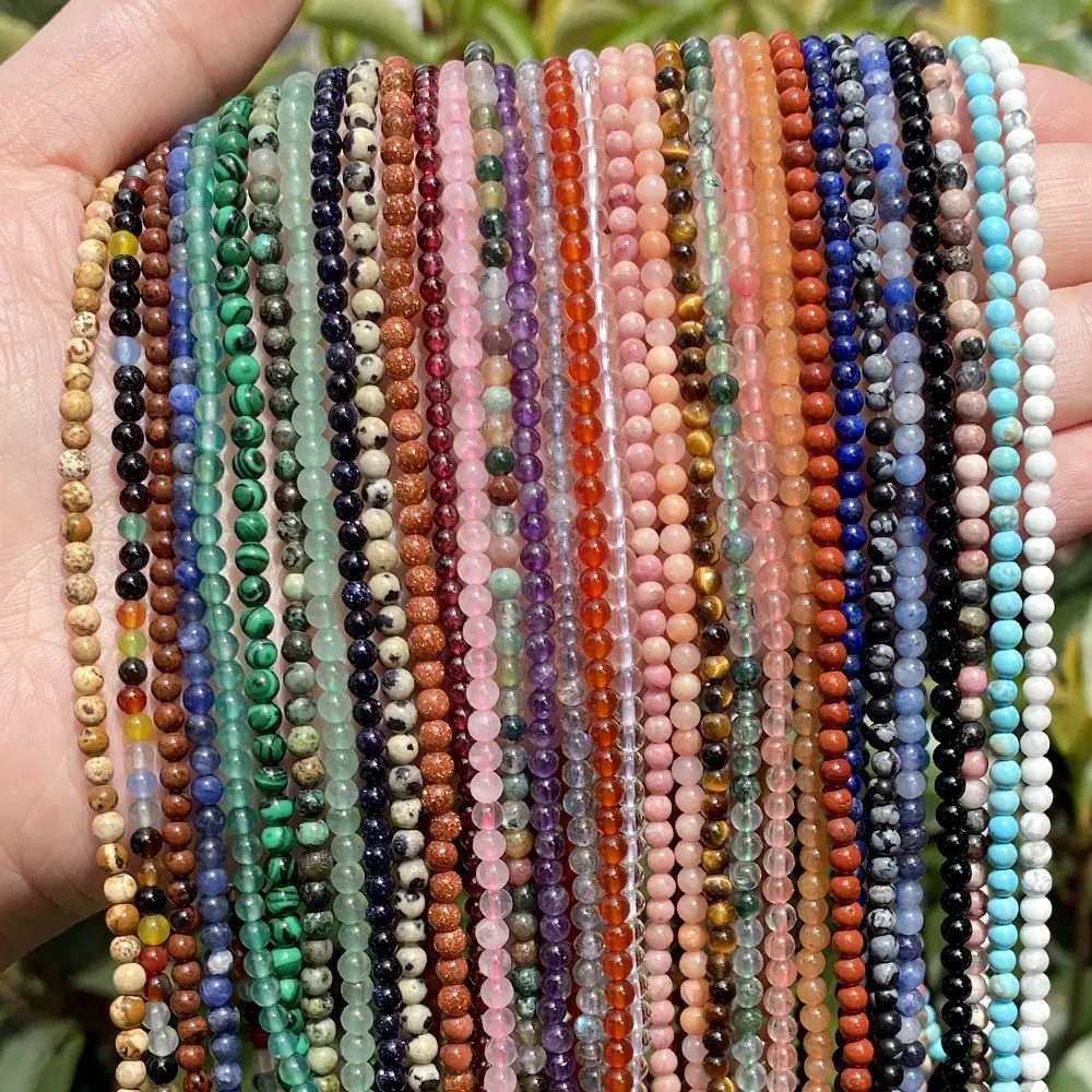 4mm Natural Different Kinds Smooth Round Gemstone Loose Beads for DIY Bracelet Necklace Jewelry Making