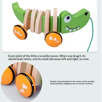Chariots à tirer en bois en forme d'animaux (modèles crocodile et chiot) pour enfants de 4 à 6 ans, fabrication sur mesure, directement de l'usine