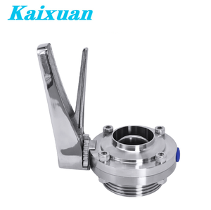 Vanne papillon manuelle sanitaire en acier inoxydable, conception bec <span class=keywords><strong>de</strong></span> canard, vanne papillon manuelle sanitaire en acier inoxydable à serrage trèfle - Product Image 1