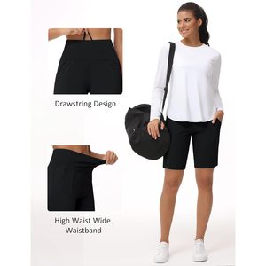 FOXA Short Bermuda taille haute pour femme avec poches zippées pour la course à pied, la randonnée et le fitness - Product Image 5