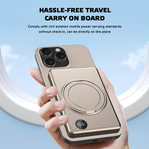 Batterie Externe Magnétique Sans Fil à Charge Rapide 10000 mAh en Alliage d'Aluminium avec Support Rotatif et Fixation - Product Image 3