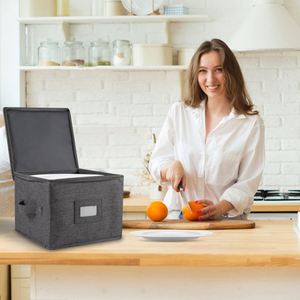 Contenedores Cuadrados de Cartón para Almacenamiento, Diseño Minimalista, 10" de Ancho x 8" de Alto, 24 Divisores de Fieltro, Capacidad para 24 Platos, Plegables - Product Image 3