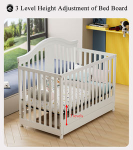 Lettino per Bambini in Legno di Pino Neozelandese Bianco, Convertibile in Divano Letto, con Base Regolabile in Metallo - Product Image 4