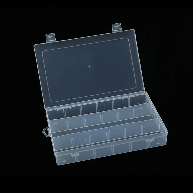 3つのクリアグリッドを備えた透明なプラスチック製収納ケース多機能オーガナイザーボックス