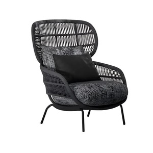 Chaise de jardin contemporaine en alliage d'aluminium avec design en rotin pour usage extérieur, forme ronde durable - Product Image 2