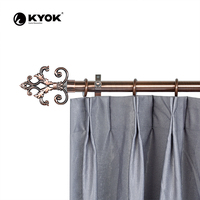 Tringle à rideaux élégante KYOK - Tringle torsadée en cuivre antique avec embouts ornés multi-styles pour salon et chambre