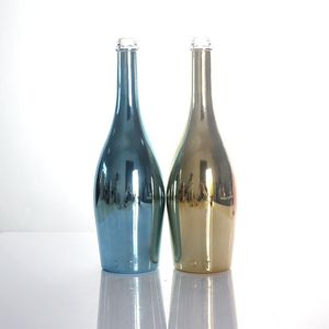 Botella de cristal de champán con etiqueta de estaño de metal, 750ml, oro pulido, galvanoplastia, <span class=keywords><strong>vodka</strong></span> gin - Product Image 1