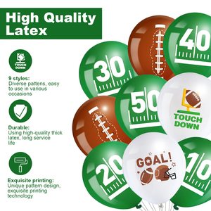 45-60 Globos <span class=keywords><strong>de</strong></span> Látex <span class=keywords><strong>de</strong></span> Fútbol <span class=keywords><strong>de</strong></span> 12 Pulgadas en Blanco, Verde y Marrón con Impresión Brillante y Confeti para Fiestas Deportivas, Cumpleaños, Rugby - Product Image 3