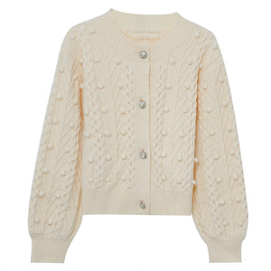 <span class=keywords><strong>Cardigan</strong></span> maglione da donna con bottoni a manica lunga dal design elegante di colore <span class=keywords><strong>Beige</strong></span> con cappotto girocollo monopetto a sfera - Product Image 1