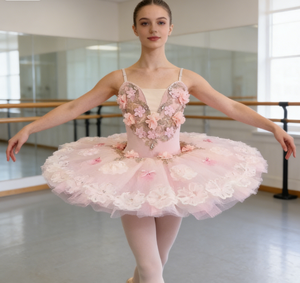 Top <span class=keywords><strong>de</strong></span> <span class=keywords><strong>Ballet</strong></span> con Tirantes y Falda Tutú <span class=keywords><strong>de</strong></span> Malla con Flores <span class=keywords><strong>de</strong></span> Alta Calidad, Disfraz <span class=keywords><strong>de</strong></span> Bailarina para Niñas - Product Image 3