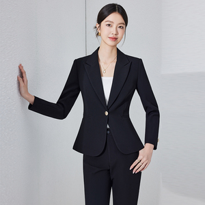다크 블루 여성 세트 & 블레이저 봄 2025 전문 작업복 판매 호텔 프런트 데스크 고급 작업 감각 - Product Image 6