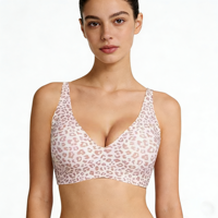 Neu Designter Fabrikverkauf Leoparden-Softlatex-BH ohne Bügel und Komfortable Übergrößen-Unterwäsche
