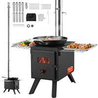 Poêle à bois de camping à combustion secondaire avec tuyau de cheminée et foyer de 1400 pouces cubes pour le chauffage et la cuisson des tentes chaudes en hiver