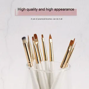 Pinceau à ongles 3D style japonais, manche en bois, poils synthétiques, plat, pour gel, sculpture, liner, stylo à friser - Product Image 4