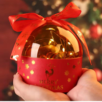 Boîte-cadeau nouvellement transparente boîte d'emballage de fleurs rondes de noël papier rond vide fleur chocolat joyeux noël boîte-cadeau