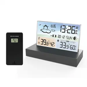 デジタル温度-カレンダー付き湿度計時間日付湿度計付き気象温度屋内および屋外温度湿度計