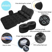 Siège arrière portatif de matelas d'air de SUV d'explosion avec la valve d'air d'oreiller Floqué Airbed gonflable respirant pour le coffre de voiture et le camping