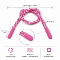 Cordon tirette personnalisé en polyester tressé avec extrémité en silicone, durable, long, lavable, pour sacs et vêtements, vente en gros