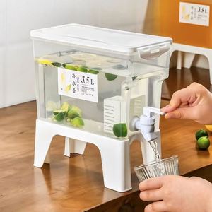 Grande capacité 3,5 L, pot à eau froide résistant aux hautes températures avec filtre, théière carrée transparente avec robinet pour la maison - Product Image 5