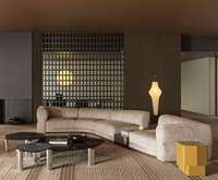 Ensemble de canapés modulaires incurvés de grande taille, style italien moderne, en tissu bouclé, pour salon de villa, mobilier haut de gamme pour la maison