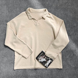Maglietta <span class=keywords><strong>Polo</strong></span> Vintage da <span class=keywords><strong>Uomo</strong></span> Autunno Inverno, Stile Streetwear, in Cotone Spazzolato e Lavato, <span class=keywords><strong>Manica</strong></span> <span class=keywords><strong>Lunga</strong></span>, Strato Base - Product Image 5
