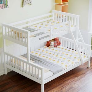 Cama Litera de Madera Maciza, Líneas Limpias, Acabado en Pino Natural, <span class=keywords><strong>para</strong></span> Habitación Infantil Moderna - Product Image 1