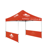 Tente de stand d'exposition 3x3 en alliage d'aluminium résistant aux UV avec logo publicitaire, murs en verre et couleurs personnalisées imprimées pour l'extérieur