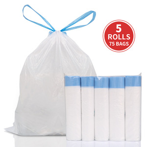 Sacs poubelle en rouleau en plastique épais avec cordon de serrage pour poubelle de bureau, chambre à coucher, usage domestique, produits ménagers - Product Image 5