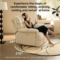 Sillón Reclinable Eléctrico Moderno con Masaje de 8 Puntos, Giratorio, Tipo Nube, para Sala de Estar u Hotel