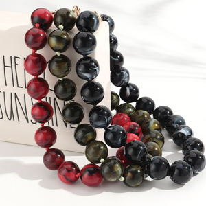 שרשרת חרוזים עגולה פשוטה בעיצוב אישי, אביב וקיץ סִגְנוֹן חדשה, עבודת יד, צבעונית, 18 מ\\\"מ, שרשרת חרוזים עם חוט שעווה קשור, לנשים - Product Image 4