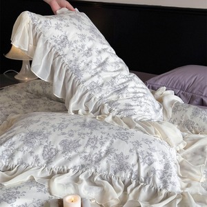 Princess Style 40 Count Pure Cotton <b>Bedding</b> <b>Set</b> Floral Print Ruffle Duvet Cover And Sheets 1.5m Home Use - Product Image 4